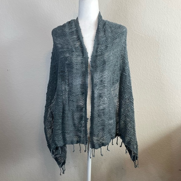 Marquet Free Weave Charcoal Scarf Shawl Hand Dyed Loose Knit Woven 100% Cotton - Picture 2 of 7